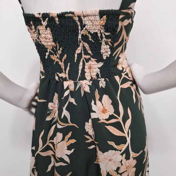 (NEW) Sweetheart Neck Green Dark Cottagecore Prairie Floral Tiered Midi Dress M - Picture 8 of 14